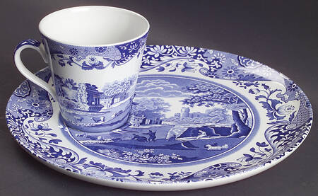 Blue Italian Tea & Toast Round Snack & Mug Set