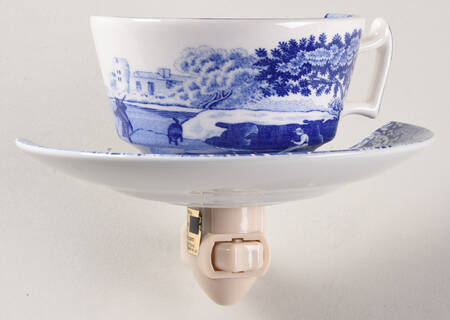 Blue Italian 4 3/8"-4 5/8" Night Light/Cup & Saucer HC