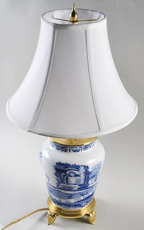 Blue Italian Electric Cookie Jar Lamp & Shade