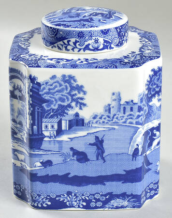 Blue Italian Tea Caddy & Lid