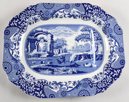 Blue Italian 18" 200th Anniversary Oval Serving Platter