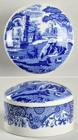 Blue Italian 3" Round Box & Lid