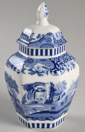Blue Italian Mini Hexagonal Vase with Lid