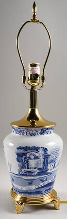 Blue Italian Electric Cookie Jar Lamp No Shade