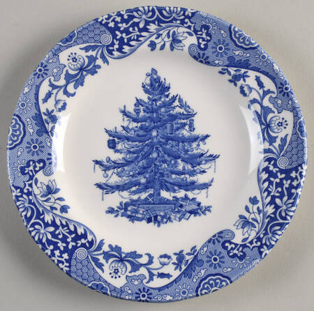Blue Italian Christmas Salad Plate
