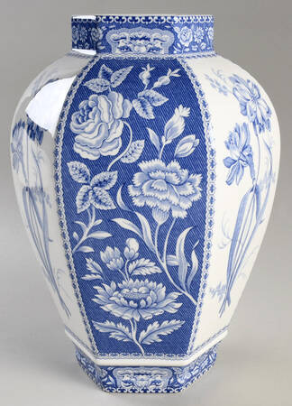 Blue Italian Hexagonal Vase, No Lid