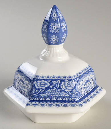 Blue Italian Hexagonal Vase, Lid Only