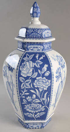 Blue Italian Hexagonal Vase with Lid