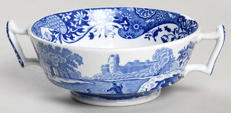 Blue Italian Footed Cream Soup Bowl