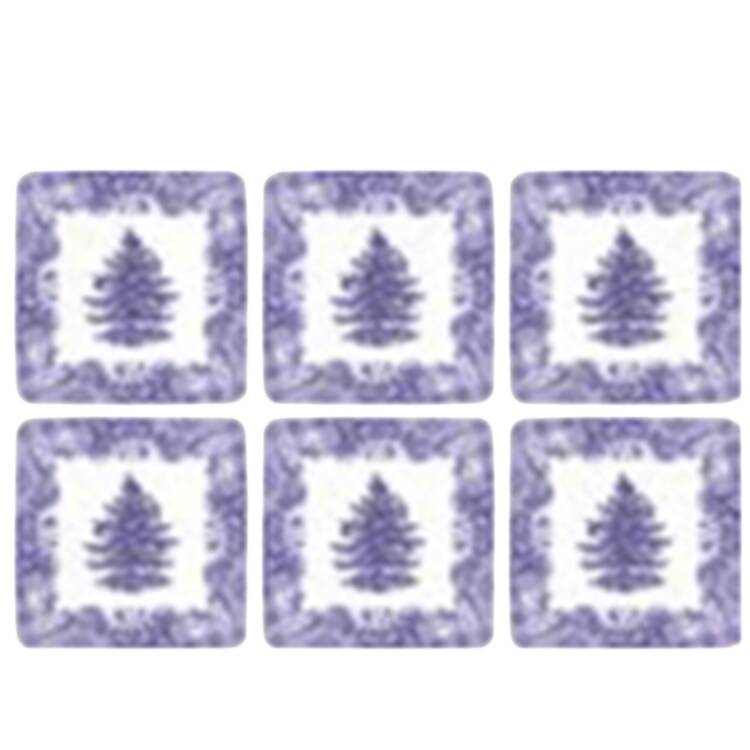 Blue Italian Cork Back Square Coaster - Set of 6