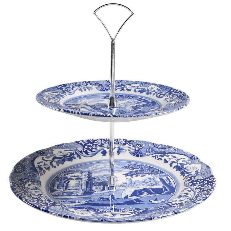 Blue Italian Round Serving Plate with Handle (DP)