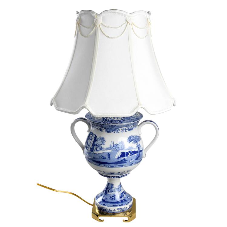Blue Italian Electric Porringer Lamp & Shade