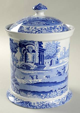 Blue Italian Biscuit Barrel & Lid