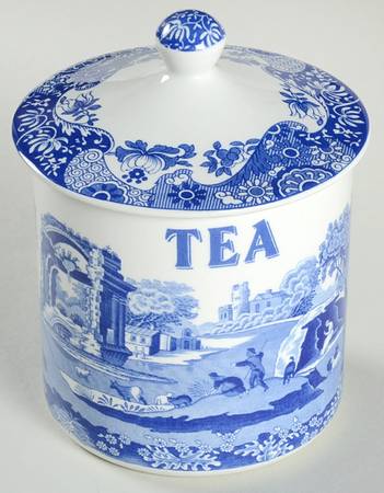 Blue Italian Tea Canister & Lid