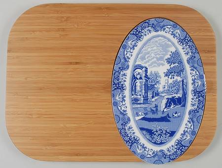 Blue Italian Bamboo/Wood Chop & Serve Board