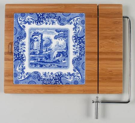 Blue Italian Bamboo Cheese Board (1 Tile and Slicer)