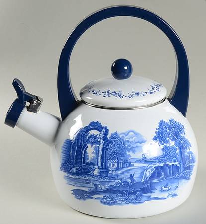 Blue Italian Metal Kettle & Lid