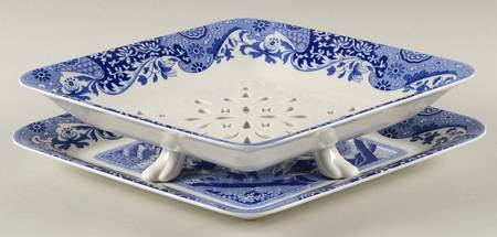 Blue Italian 200 Anniversary Fruit Strainer & Underplate