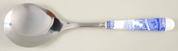 Blue Italian Salad Serving Spoon with Stainless Bowl