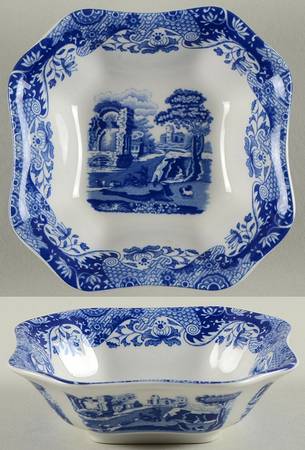 Blue Italian Miniature Square Vegetable Bowl