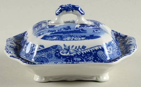 Blue Italian Mini Rectangular Covered Vegetable