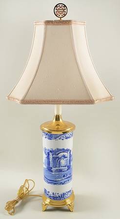 Blue Italian 27" Electric Lamp & Shade