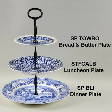 Blue Italian Mixed/Match 3 Tier Serving Tray