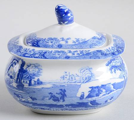 Blue Italian Mini Sugar Bowl & Lid