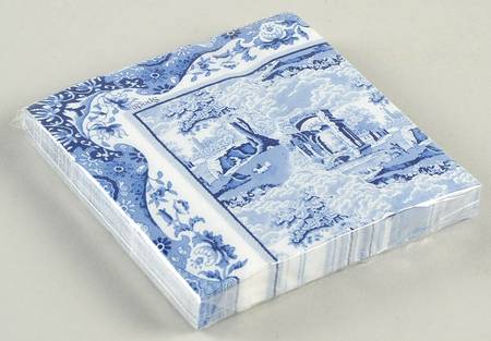 Blue Italian Package of Paper Beverage Napkins