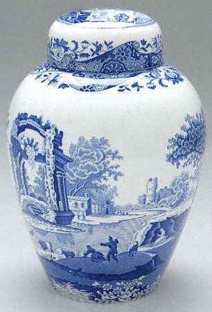 Blue Italian Large Ginger Jar & Lid