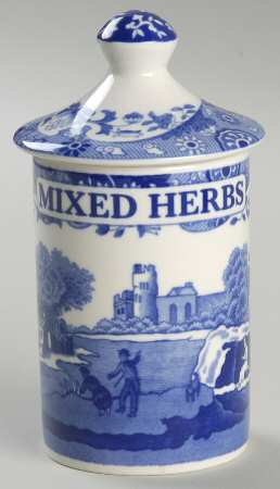Blue Italian Spice Jar Set Individual Jar & Lid