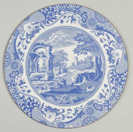 Blue Italian Round Cork Back Trivet