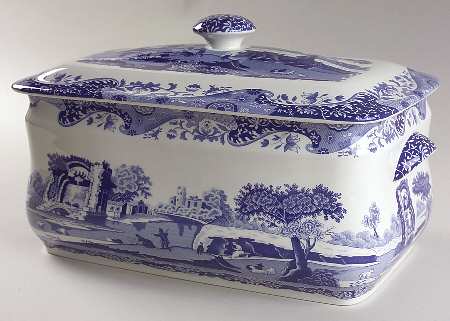Blue Italian Bread Box & Lid