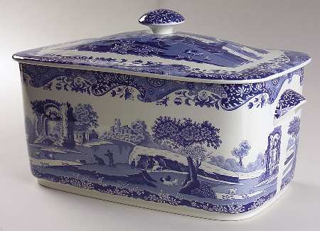 Blue Italian Bread Box & Lid