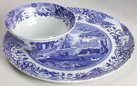 Blue Italian Bowl & Sandwich Plate Set