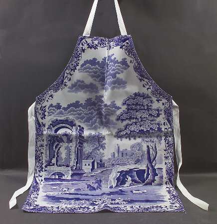 Blue Italian Oil Cloth Kitchen Apron
