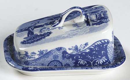 Blue Italian Mini Cheese Dish with Lid (Wedge)