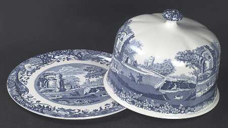 Blue Italian Round Cheese Dish & Lid