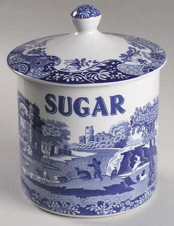 Blue Italian Sugar Canister & Lid