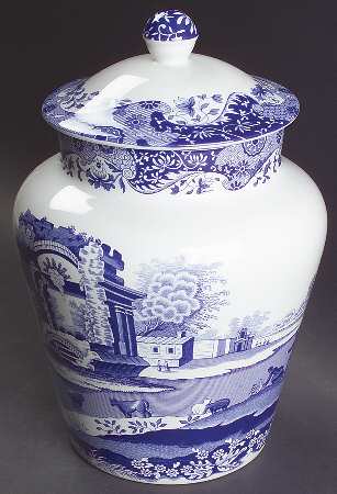 Blue Italian Cookie Jar & Lid