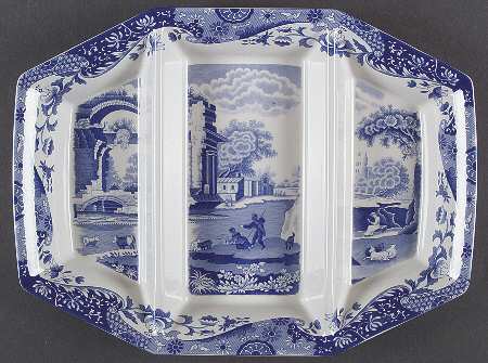 Blue Italian 3 Part Oblong Divided Server