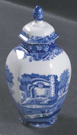 Blue Italian Mini Hexagonal Vase with Lid
