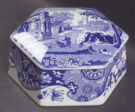 Blue Italian Hexagonal Box & Lid