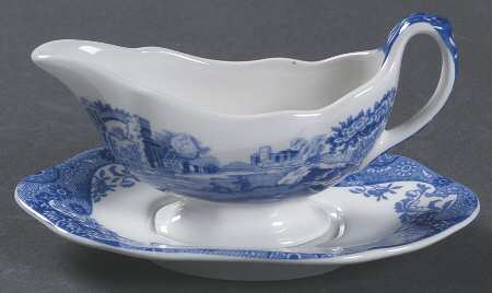 Blue Italian Miniature Gravy Boat & Underplate
