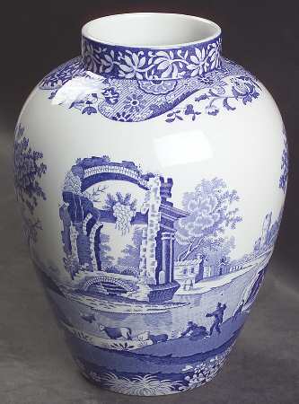 Blue Italian Large Ginger Jar No Lid