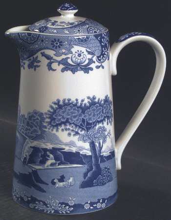 Blue Italian Hot Water Jug & Lid