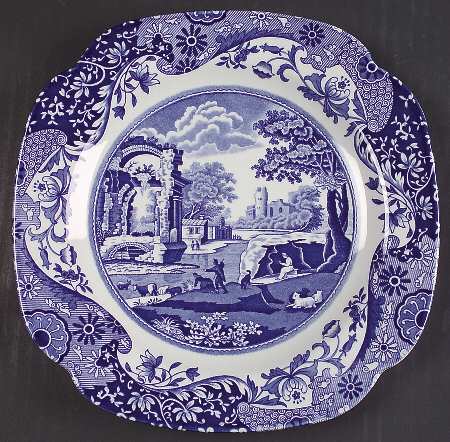 Blue Italian Square Luncheon Plate