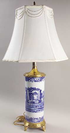 Blue Italian Electric Pasta Jar Lamp & Shade