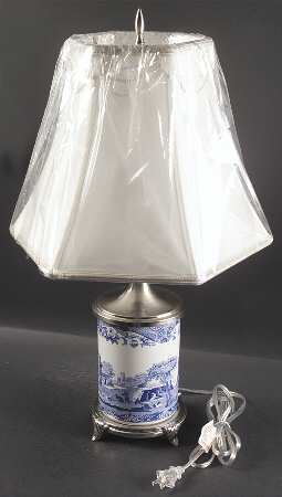 Blue Italian Electric Canister Lamp & Shade