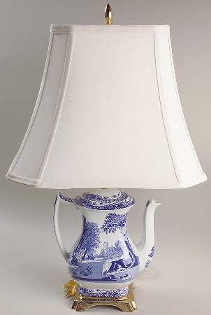 Blue Italian Electric Coffee Pot Lamp & Shade